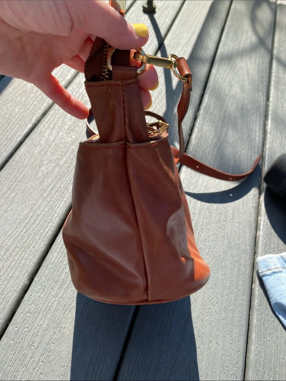 Divina Firenze Lilla Leather Crossbody Purse Cognac Brown Italian Leather Bag